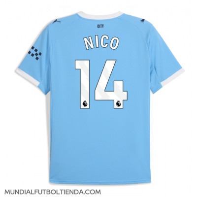 Camiseta Manchester City Nico Gonzalez #14 Primera Equipación Replica 2025-26 mangas cortas Camiseta Manchester City Nico Gonzalez #14 Primera Equipación Replica 2025-26 mangas cortas